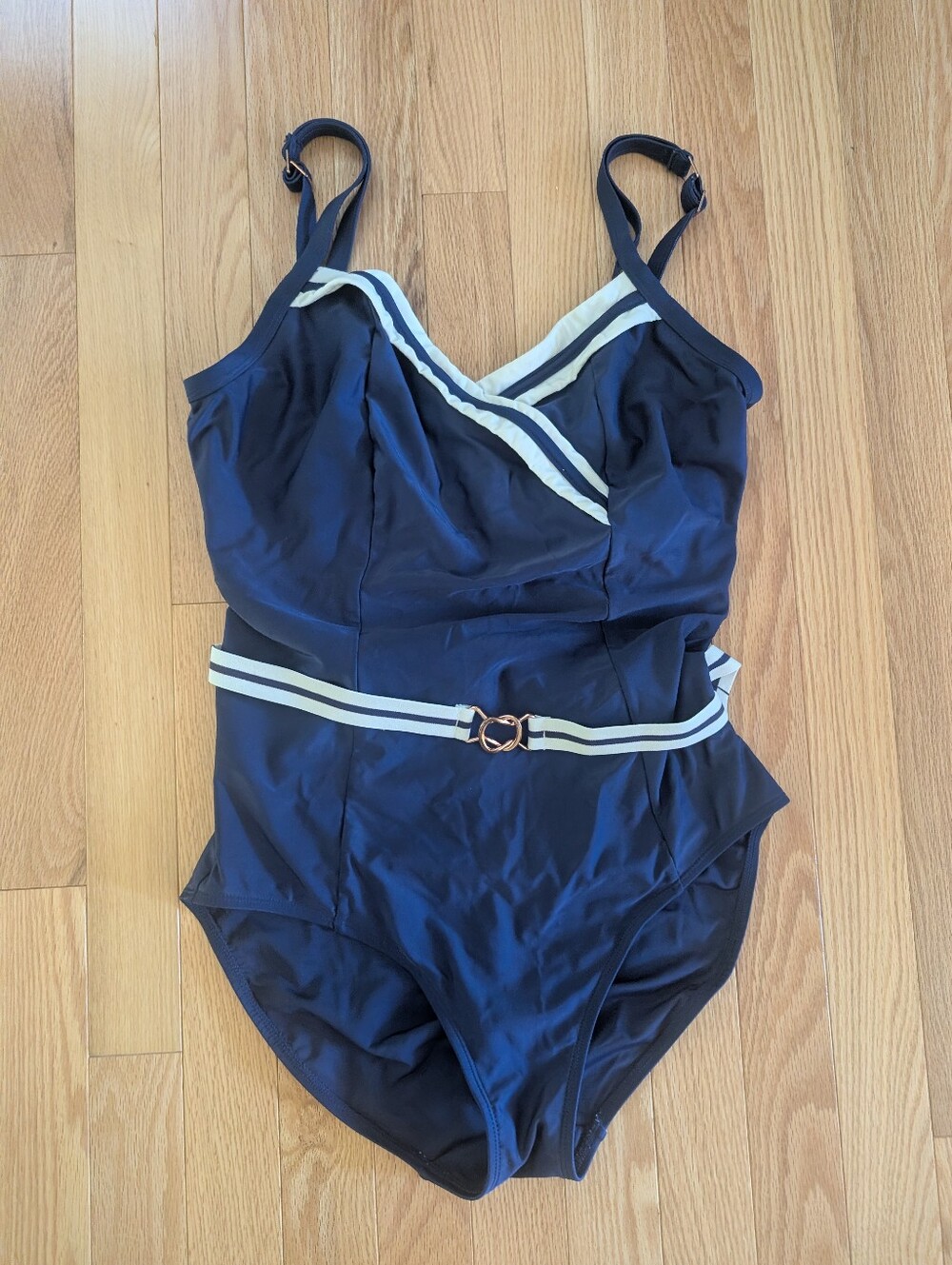 Panache Navy One-Piece Swimsuit with White Trim - Picture 2 of 9
